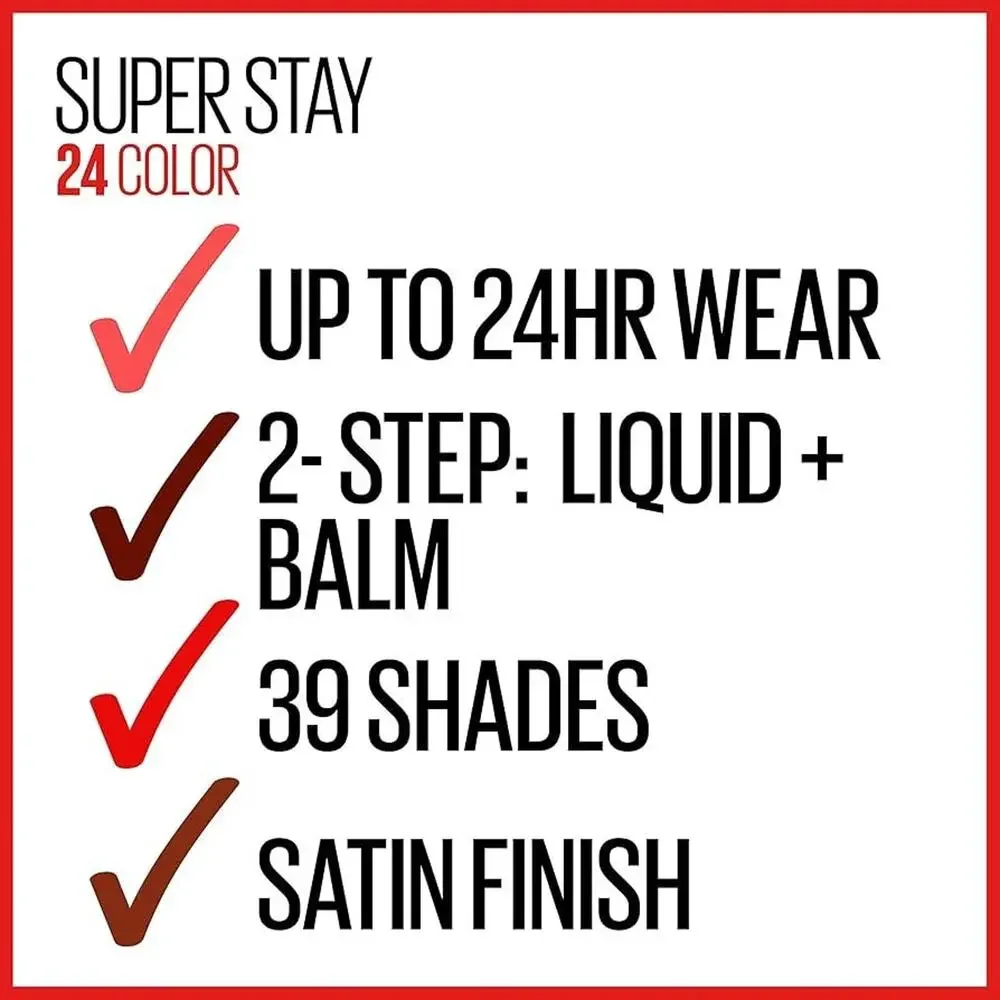 Maybelline Super Stay 24, 2-Step Liquid Lipstick Makeup Relentless Ruby 255